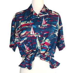 Vintage Women’s Barn Fly Trading Co Rayon Marlin Shirt sz M